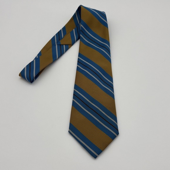 The Unbranded Brand Other - Vintage 70s Lord Copley Striped Tie Turquois Blue Gold Retro Regimental